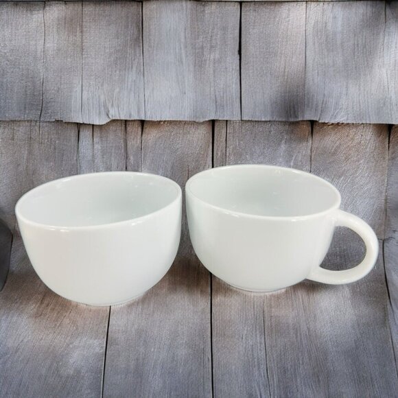 Le Gourmet Chef White Ceramic Large Oversized Coffee Mug Cup Set 2 Mugs Cups - Picture 3 of 13